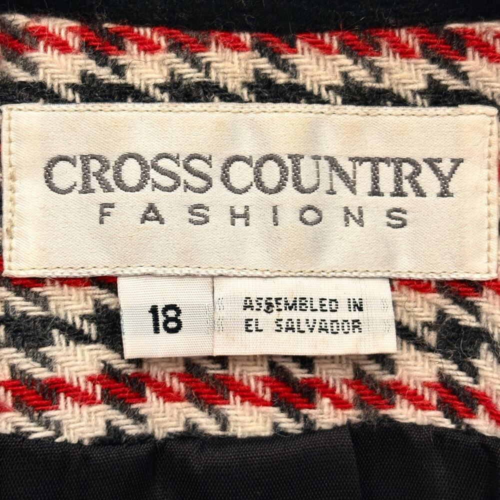 Cross Country Houndstooth Equestrian Blazer Size 18 Tweed Preppy Academia Boxy - Picture 6 of 8